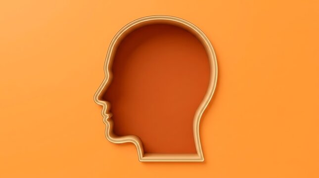 Hollow Human Head Silhouette 3D Render Minimalist Concept for Mental Health Presentation