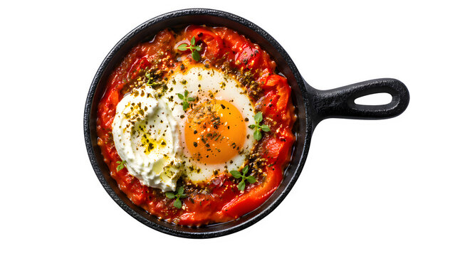 Mini Skillet Shakshuka &ndash; Single Egg in Red Pepper Tomato Sauce with Labneh