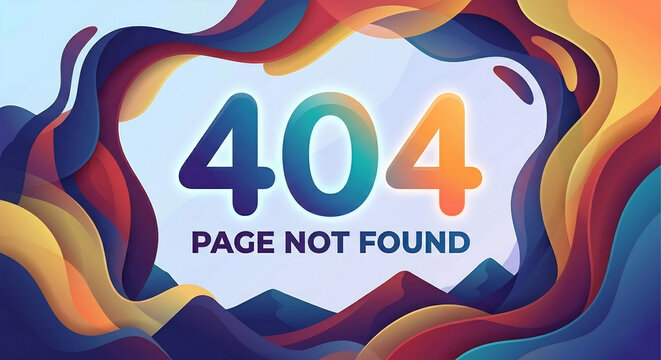 Colorful abstract paper cut style 404 page not found error background
