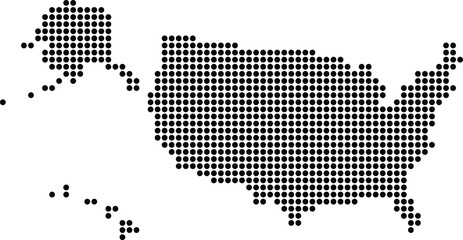 Obraz premium Black dots forming united states map, alaska and hawaii