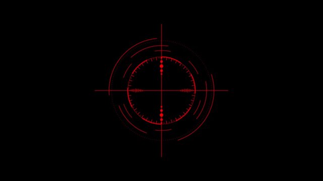 Futuristic Green Digital Crosshair Targeting System H U D Interface Element with Red Dot Aim Point on Black Background for Sci Fi Gaming Military Action or Technology Concepts