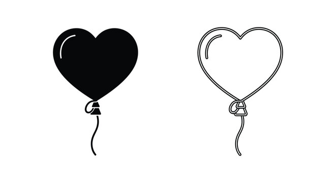 Heart balloon with ribbon in two versions