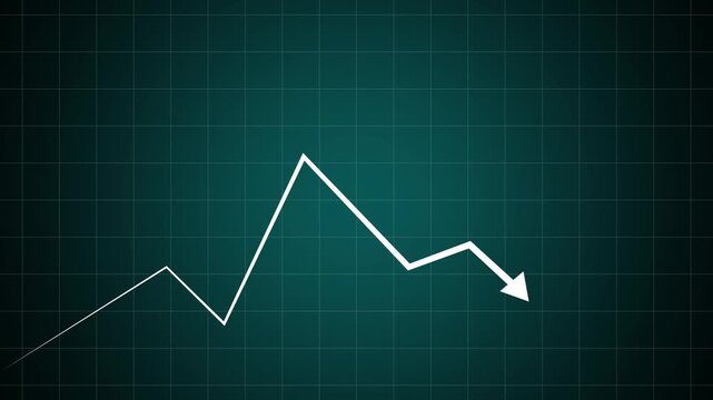 Upward trending line graph with arrow for stock market. Financial success symbol for business growth. Digital line graph animation for investment profit.