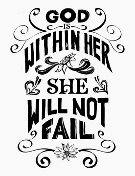 God Is Within Her, She Will Not Fail &ndash; Christian Feminine Typography Poster