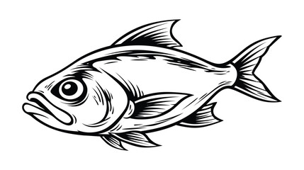 Fototapeta premium Simple stylized fish line art drawing illustration graphic element
