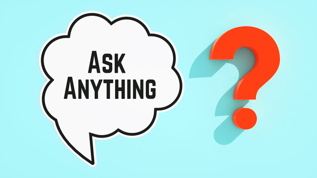 Ask Anything Speech Bubble With Red Question Mark Minimal Communication Concept