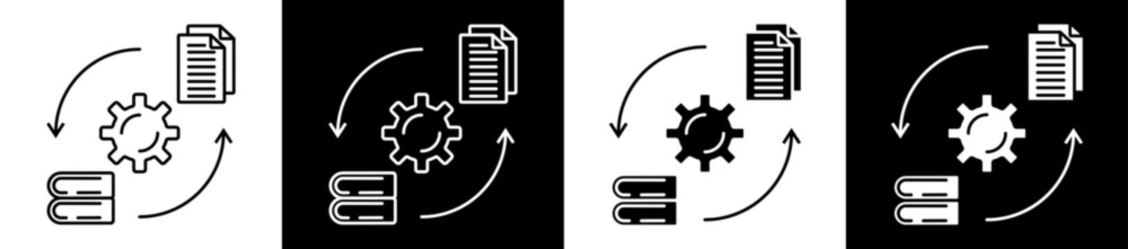 Data Transformation Icon Black And White Vector Illustration.