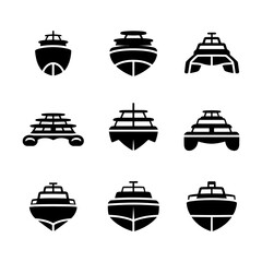 Collection of nine different types of boats and ships in a 3x3 grid vector illustration © SabithaRani
