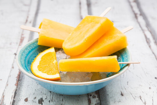 Homemade orange popsicles