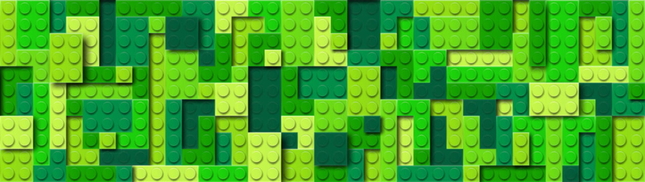 Realistic green plastik constructor background with shadows. Play and build concept. Green grass style.. Vector illustration