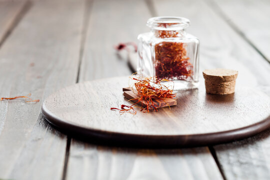 Glass of Persian saffron