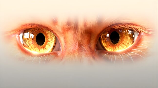 Intense glowing orange eyes of a mystical predator creature.