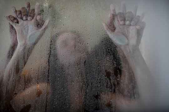 Intimate young couple in shower