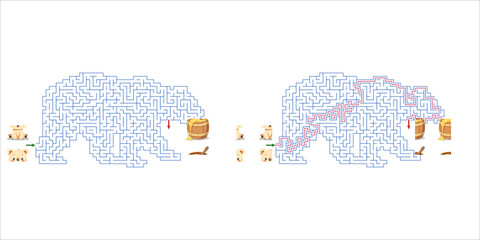 Bear Maze for kids activity © Albert_Yasven