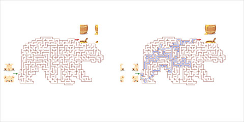 Bear Maze for kids activity © Albert_Yasven
