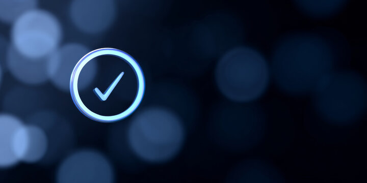 Blue glowing check mark icon