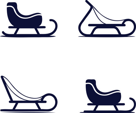 Four different sleigh designs for winter transportation and recreational activities  snow sports equipment