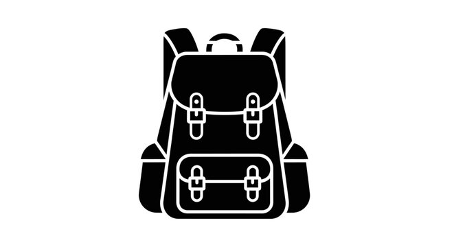 Black and white backpack illustration.