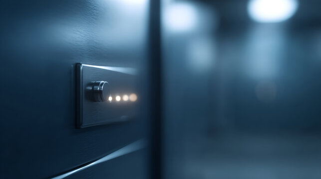 Modern dimmer switch on blue wall