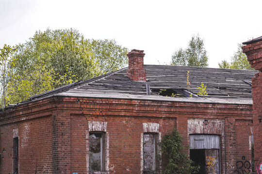 Abandoned building covered in urban art and decay
