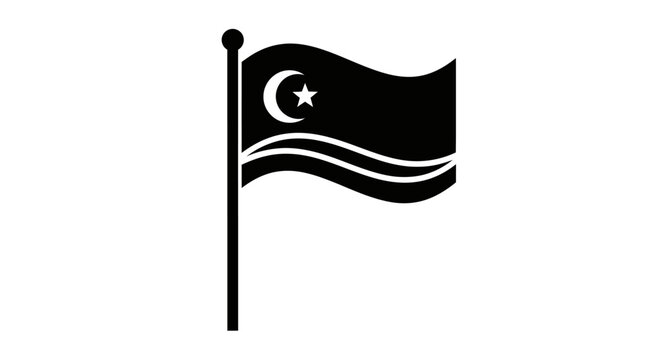 Flag with crescent and star symbol.