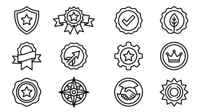 Collection of Various Quality Seal and Badge Icons.