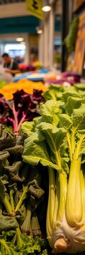 Nutritious celtuce with crunchy texture at a market stall, ready for salads,  crunchy,  produce