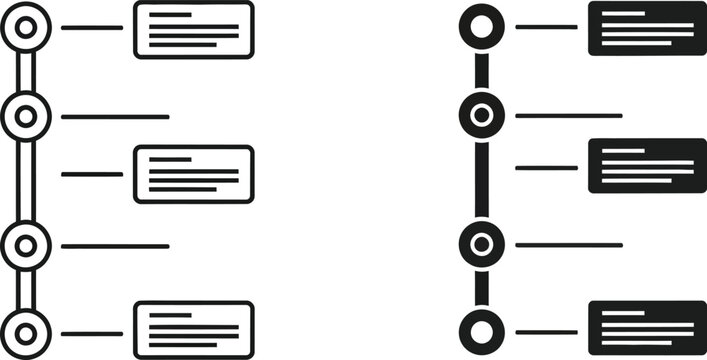 Process flow diagrams linear workflow and vertical timeline icon set