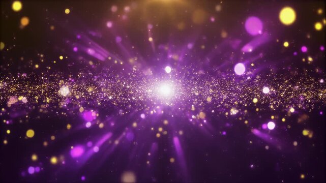 紫と金の光粒子が漂う幻想的なスピリチュアル背景アニメーション
