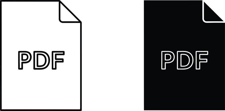 Pdf document icons black and white vector illustration