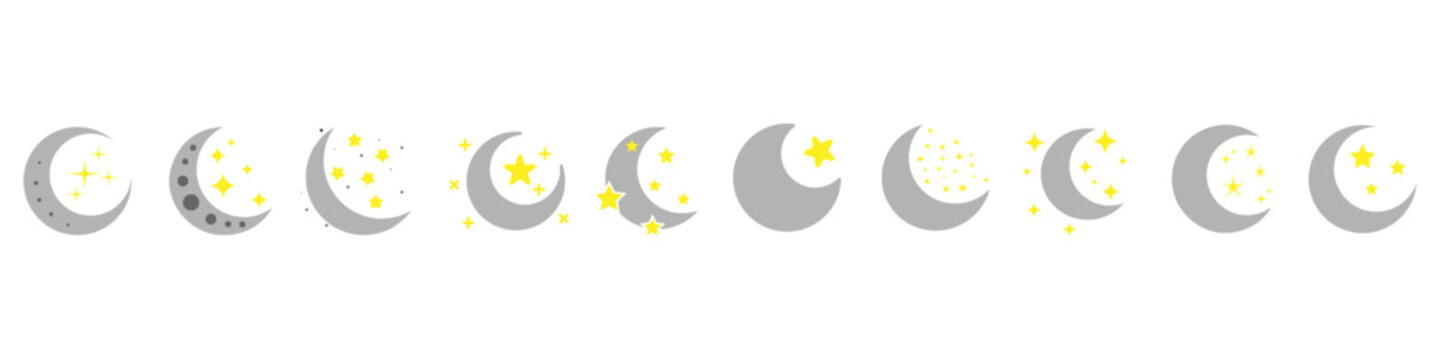 Moon icon vector set. Celestial Moon illustration sign collection. Retro Moon symbol or logo.