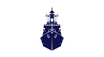 Modern Navy Warship Front View Silhouette, Military Ship Illustration © Hidan