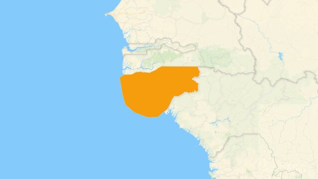 Zoom in on a Country from a Stylised World Map Guinea