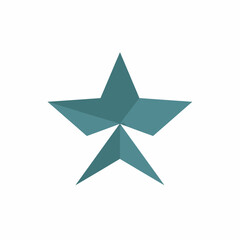 Obraz premium Geometric teal five pointed star icon isolated on white background.