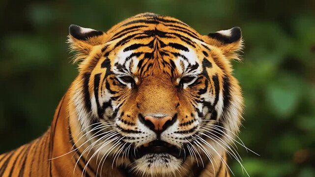 Close-up portrait of a tiger's face.