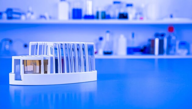 Microscope Slide Holder with Slides in Laboratory Setting