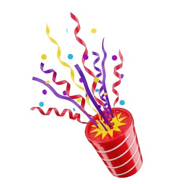 Colorful party streamers exploding from red gift box