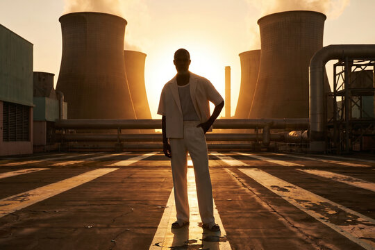 Man in White Industrial Rooftop Portrait Series