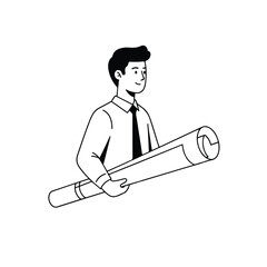 Obraz premium Businessman holding rolled up document.
