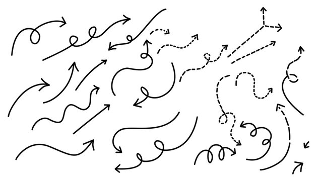 Abstract Hand Drawn Pointer Arrows Vector Set