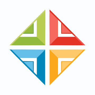 Abstract geometric logo with four colorful quadrants