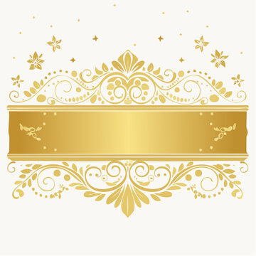 Golden Ornate Decorative Banner with Floral Elements