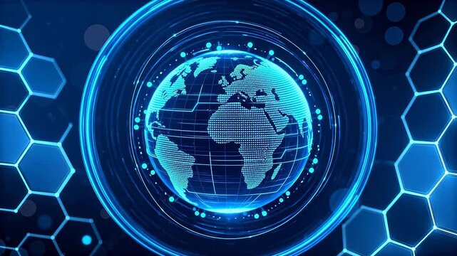 Digital globe with hexagonal patterns