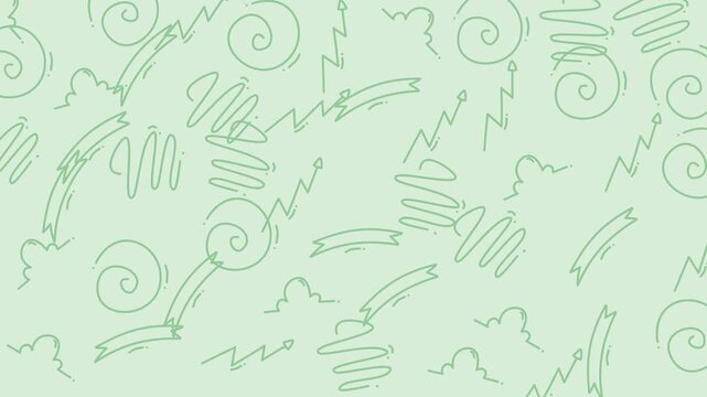 A calming, mint-colored motion background featuring hand-drawn doodles and spirals, designed for sensory-friendly content and neurodiversity awareness.