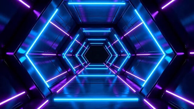 Futuristic neonlit tunnel corridor