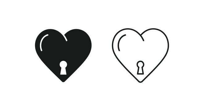 Heart shaped lock with keyhole love romance