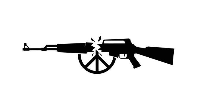 Rifle with broken wheel silhouette.
