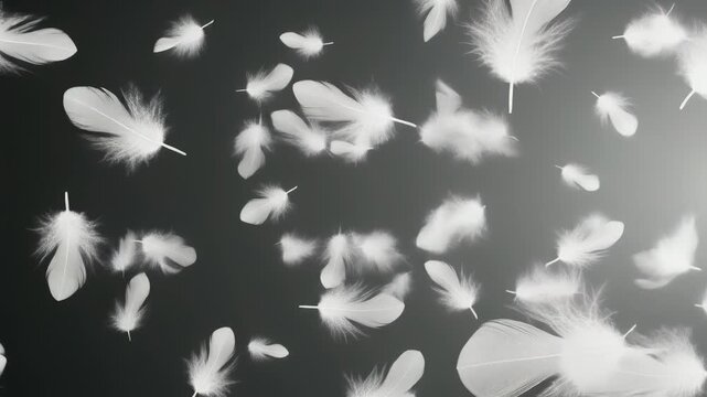 白い羽根が舞う透明感のある神秘的なスピリチュアル背景アニメーション