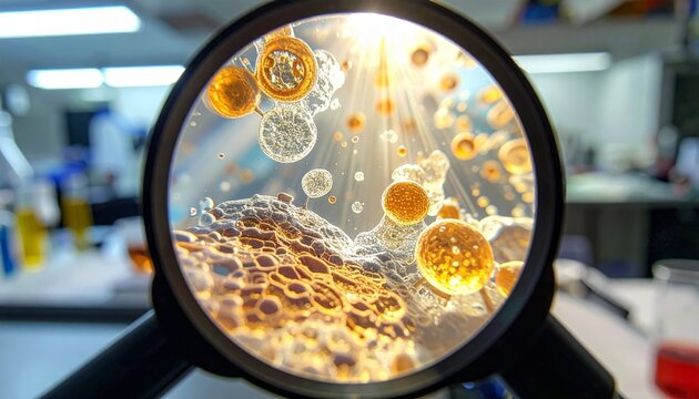 Microscope View of Cellular Structures Under Magnification
