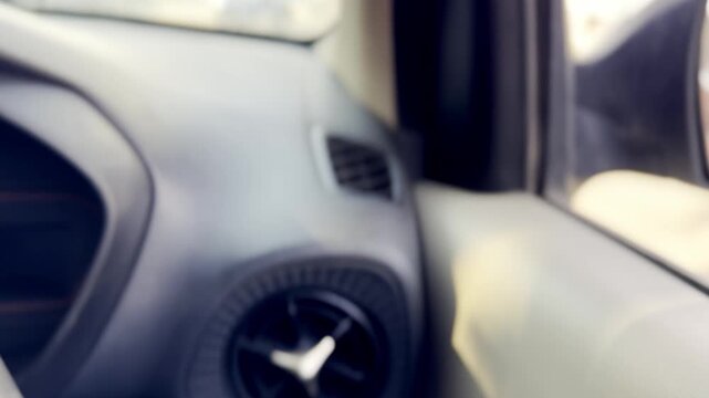 Modern Car Dashboard with Steering Wheel, Digital Controls, Speedometer Display, Automobile Interior and Advanced Driving Technology Features
